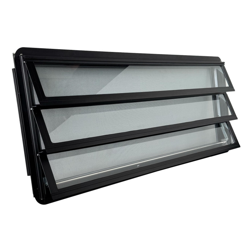 Westfalia louvre window slidingdoor complete black knob left