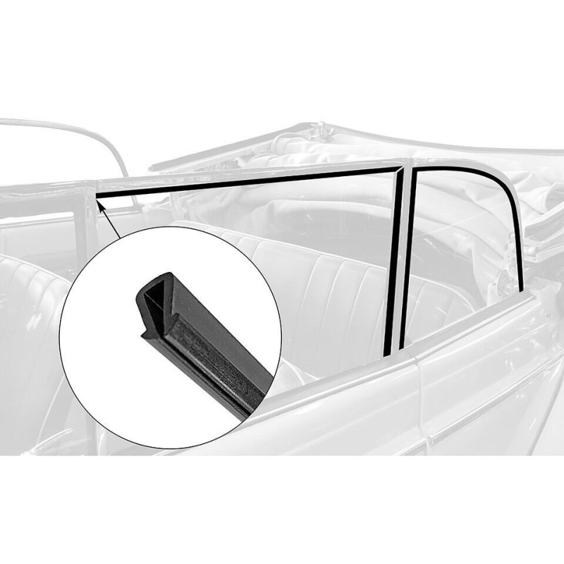 Joint entre vitre et cadre de cabriolet de 1965 à 1979