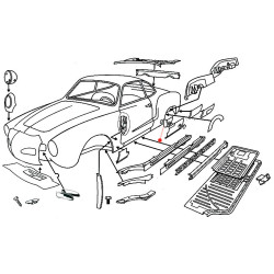 Connection longeron arrière gauche Karmann-Ghia