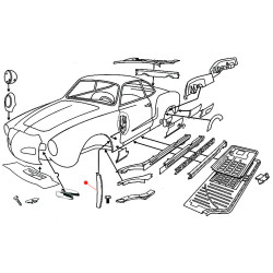 Pare-boue intérieur avant gauche Karmann-Ghia