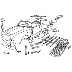 Fixation charnière porte droite Karmann Ghia