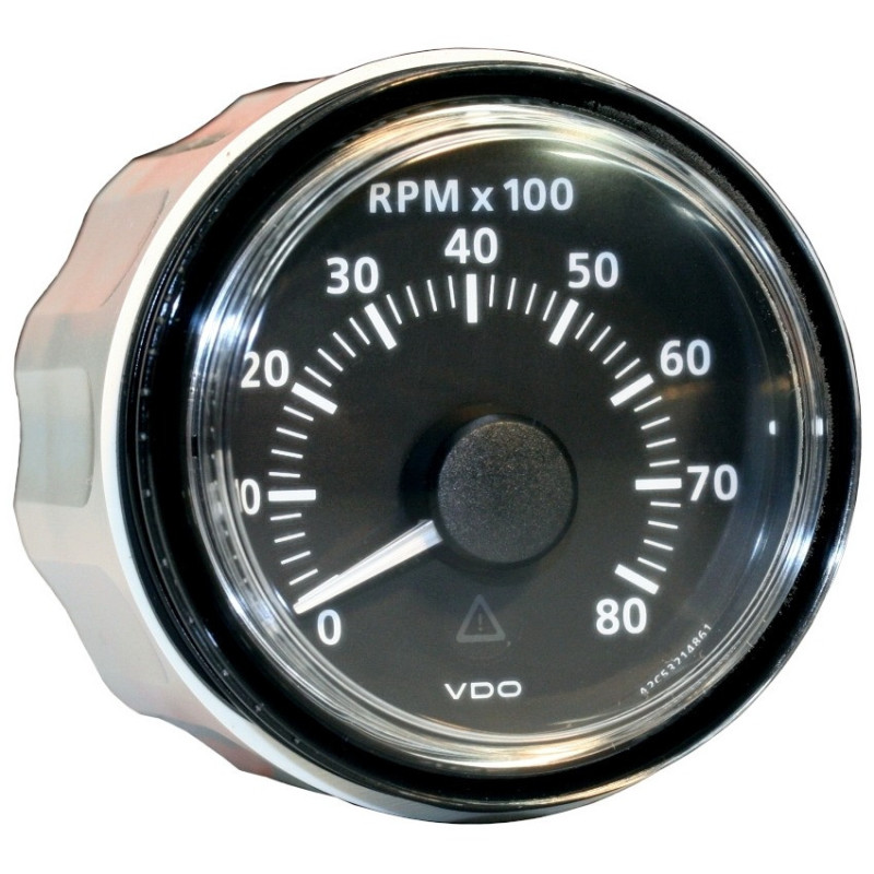 compte-tours 8 000 tours diamètre 52mm fond noir VDO