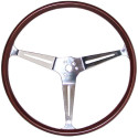 Volant FLAT 4 GT 3 branches chromées et tour bois diamètre 15 1/2"