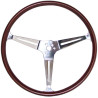 Volant FLAT 4 GT 3 branches chromées et tour bois diamètre 15 1/2"