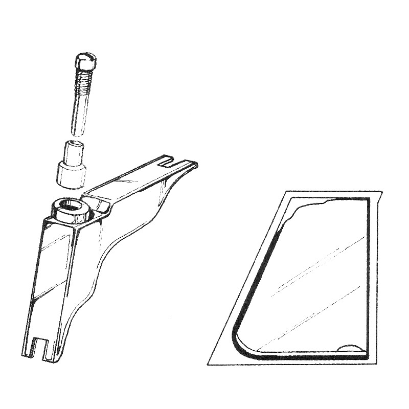 Charnière déflecteur cabriolet de 1965 à 1972 complet avec vis