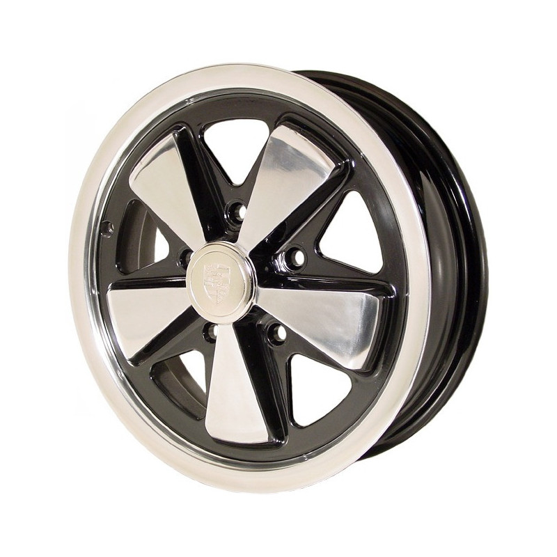 Jante fuch 5.5x15 noire ET polie 5x130 ET45